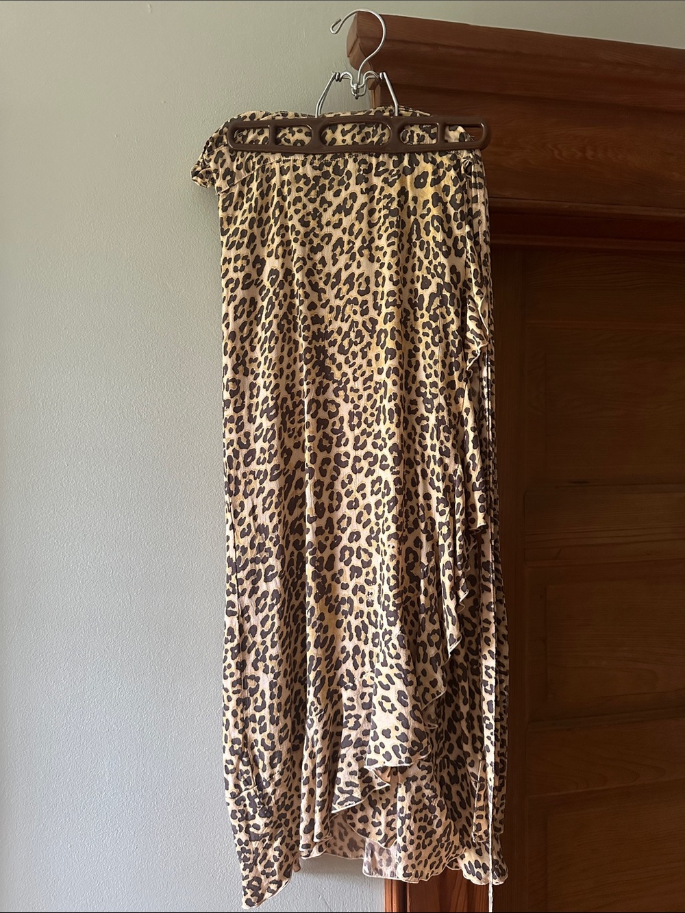 Faithfull the Brand Leopard Print Asymmetric Midi Wrap Skirt - Leopard Print